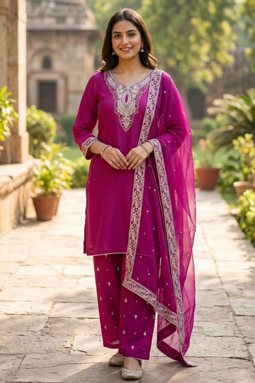 Embroidered Viscous Suit-7102
