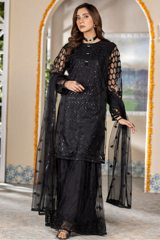 Embroidered Net Sharara Suit-2677