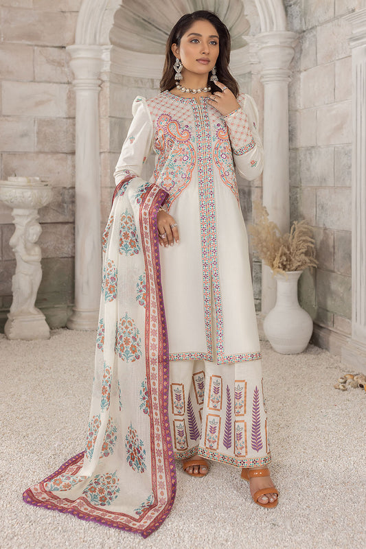 Embroidered Cotton Lawn Suit - 2607