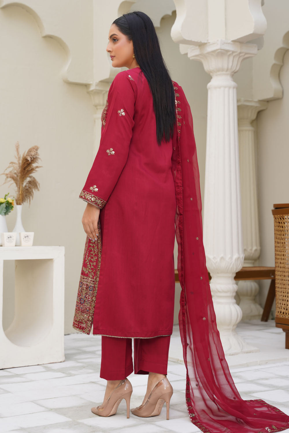 Embroidered Viscose Suit-2768