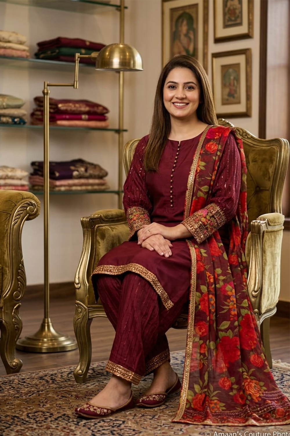 Embroidered Viscous Suit-2795