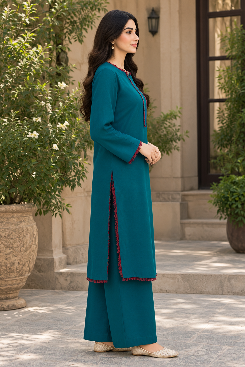 Teal Dhanak 2pc -2827