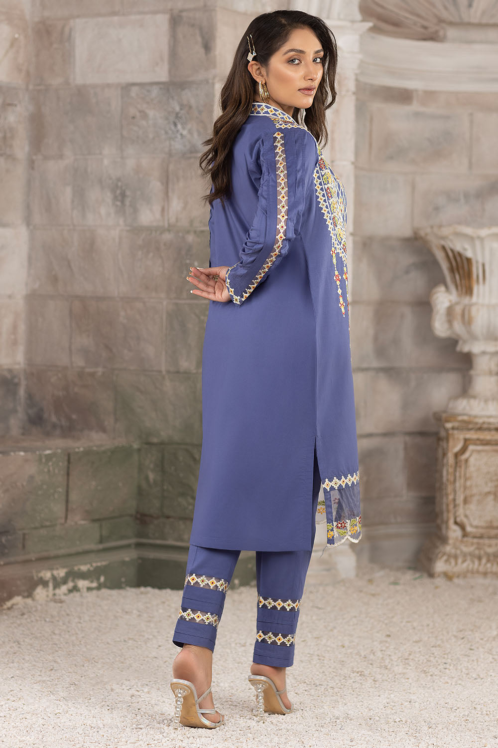 Embroidered Cotton Lawn Gown Suit- 2623