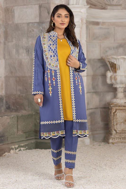 Embroidered Cotton Lawn Gown Suit- 2623