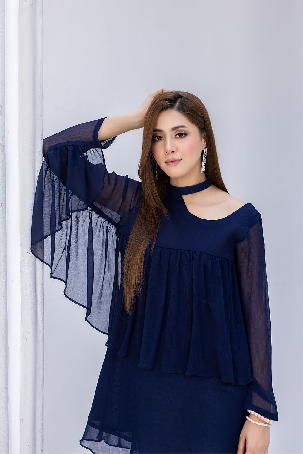 Crinkle Chiffon Top-2665