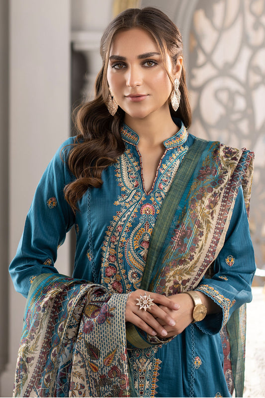 Embroidered Check Lawn Suit -2687