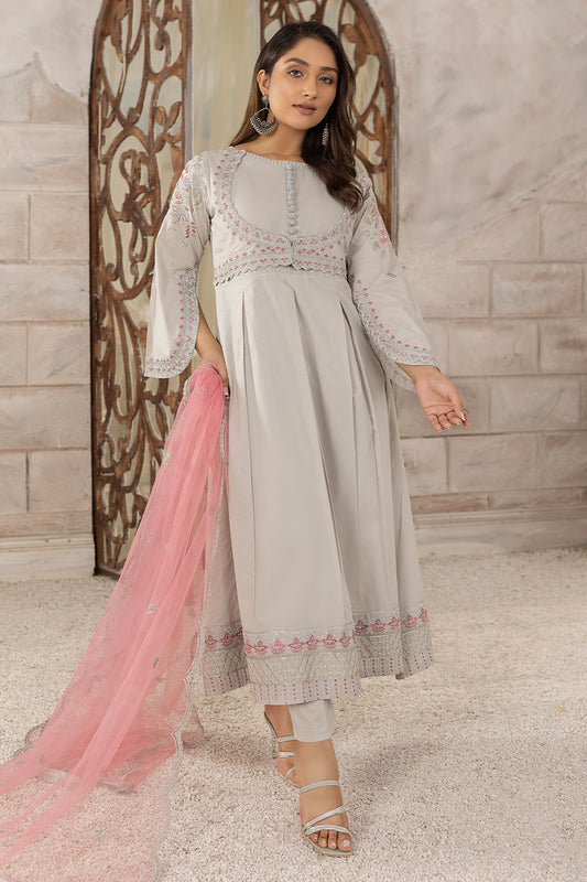 Embroidered Cotton Lawn Frock Suit -2603