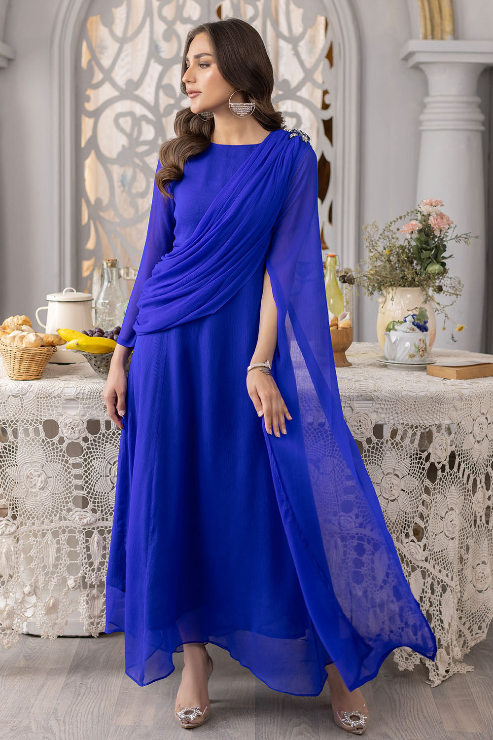 blue chiffon maxi