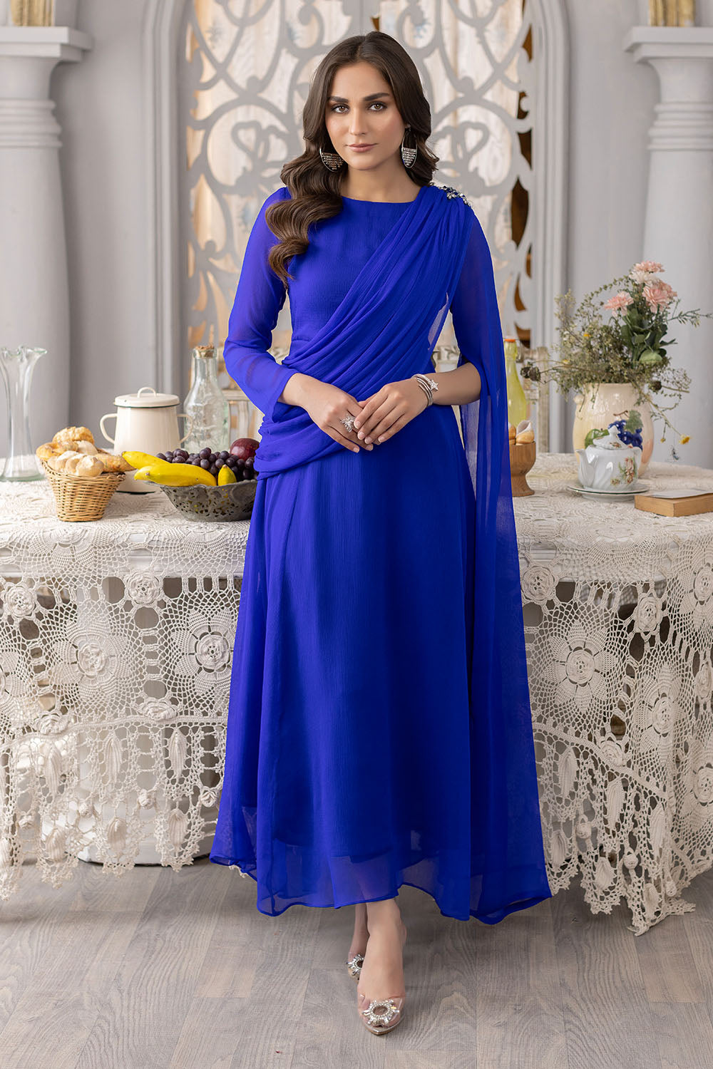 blue chiffon maxi