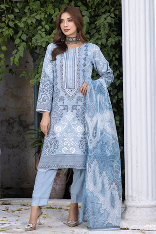 Embroidered Linen Suit-2657