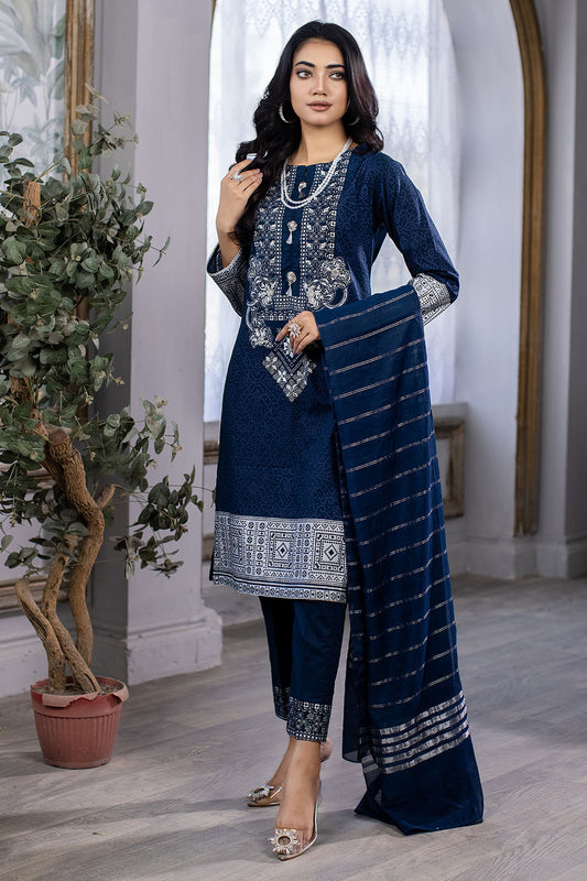 Screen Printed Cotton Lawn Suit- 7011