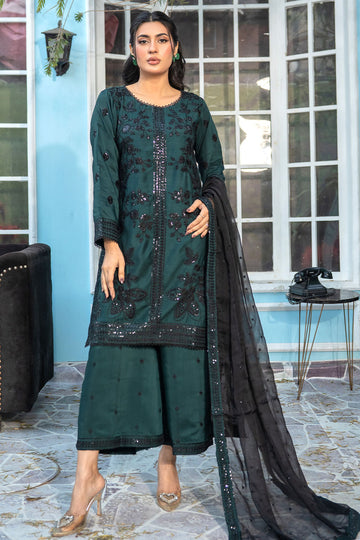 Embroidered Viscouse Zinc Suit -  7096