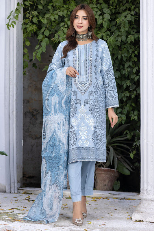 Embroidered Linen Suit-2657