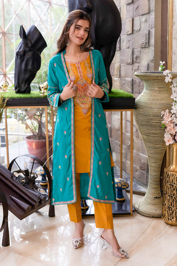 Embroidered Gown Suit-2693