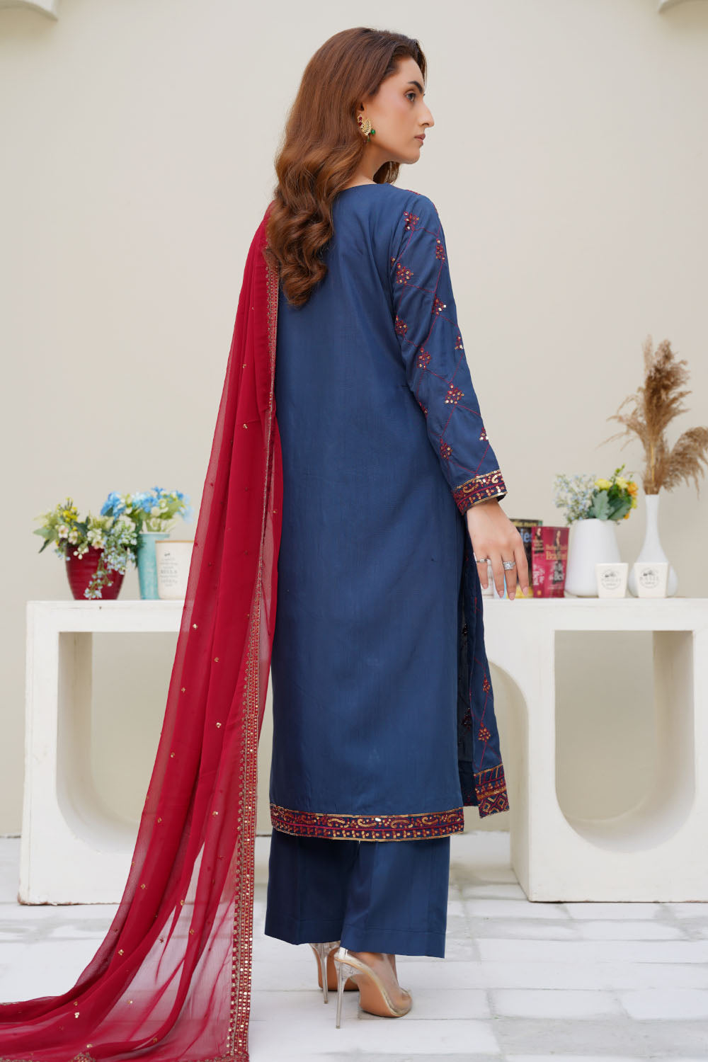 Embroidered Viscous Suit - 7094