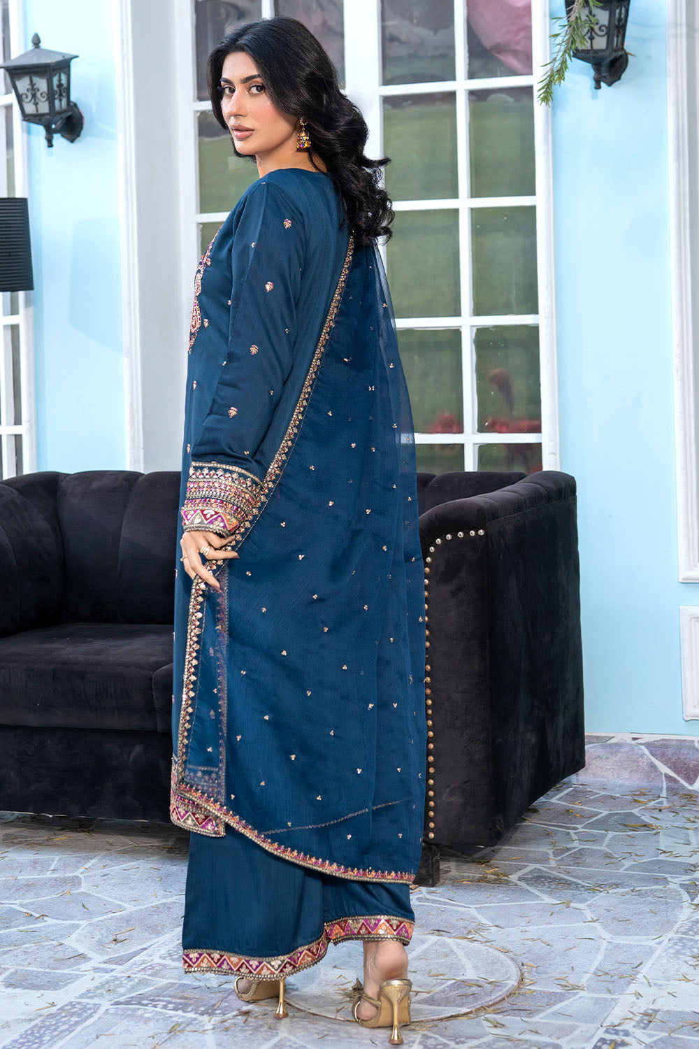 Embroidered Viscous Suit -7098