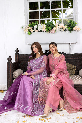 Embroidered Organza & Silk Suit 4PC -2653