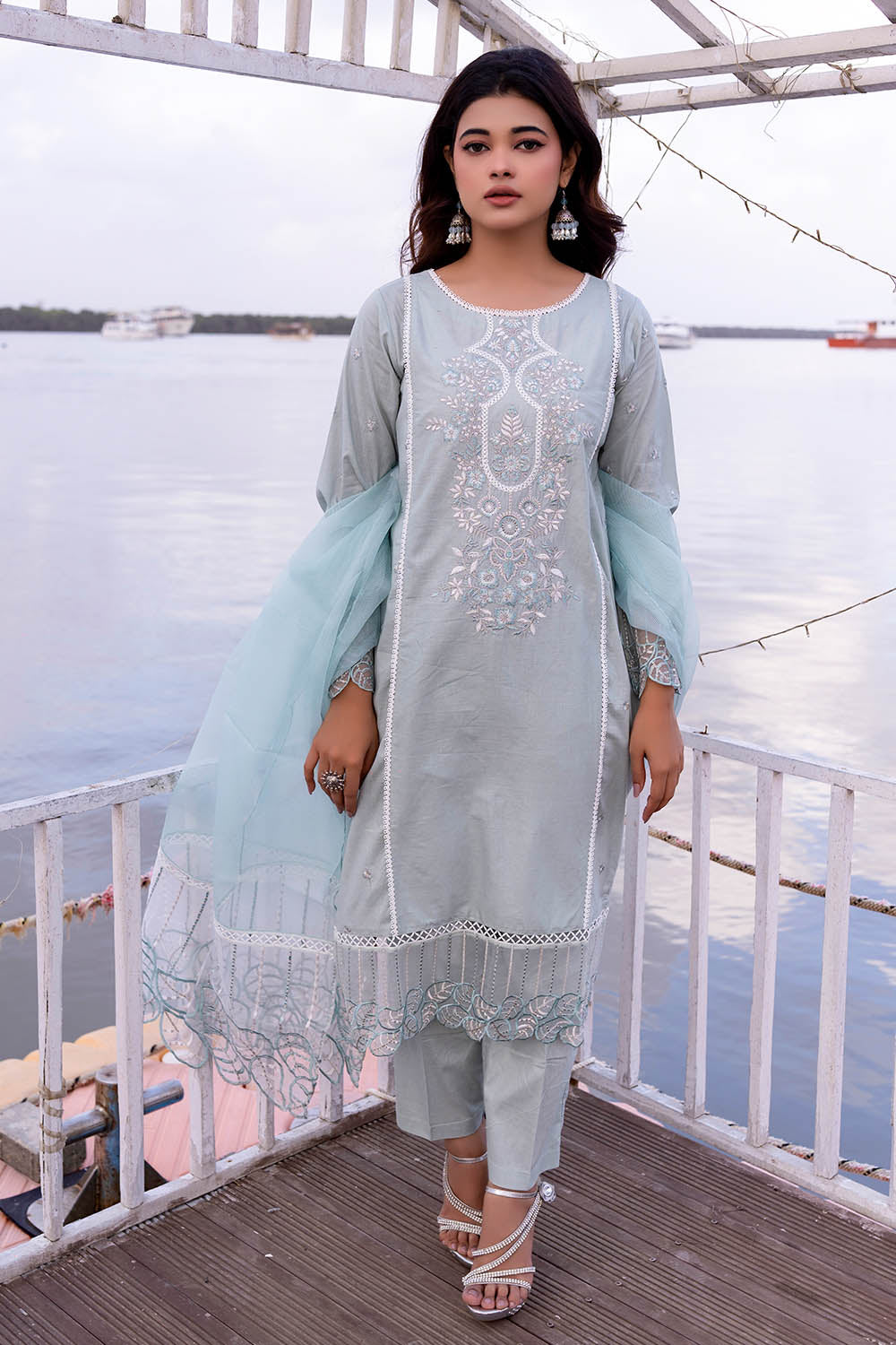 Embroidered Lawn Suit -7027