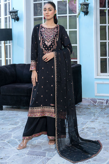 Embroidered Viscous Suit -7097