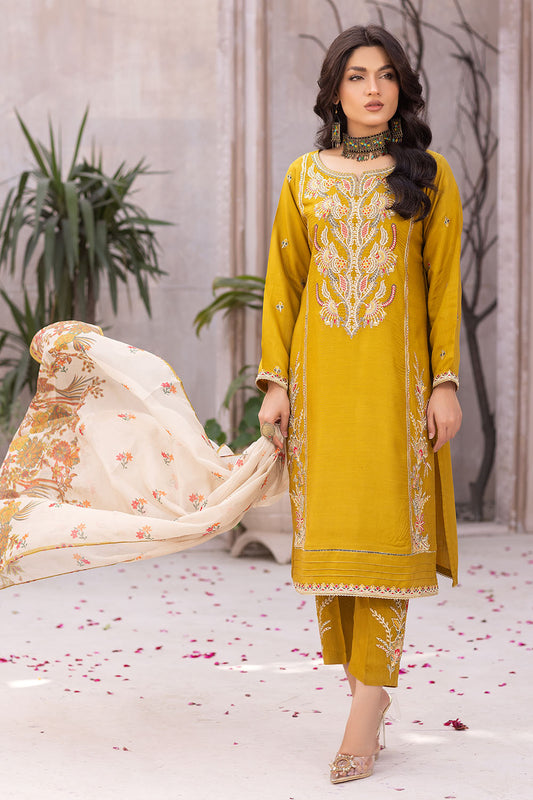 Embroidered Viscose Suit-2678