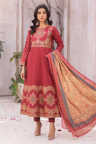 Mirror Embroidered Cotton Lawn Frock Suit - 7017