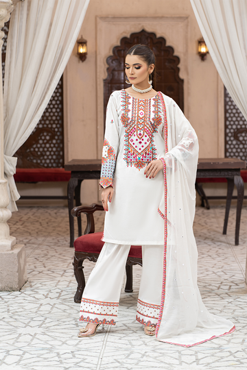 Embroidered Cambric Suit- 7083