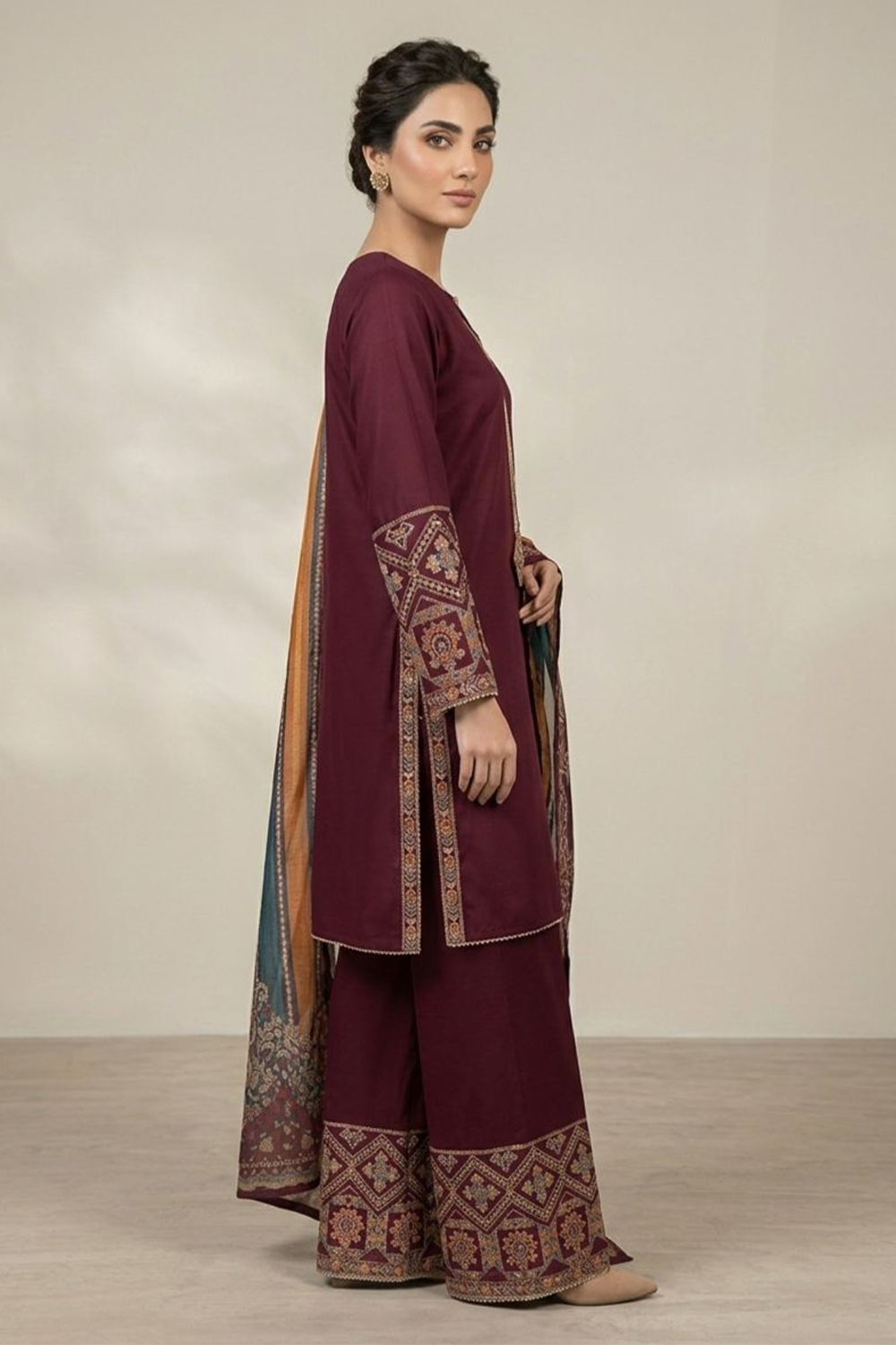 Embroidered Viscous Suit -2794