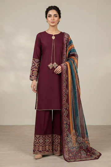 Embroidered Viscous Suit -2794
