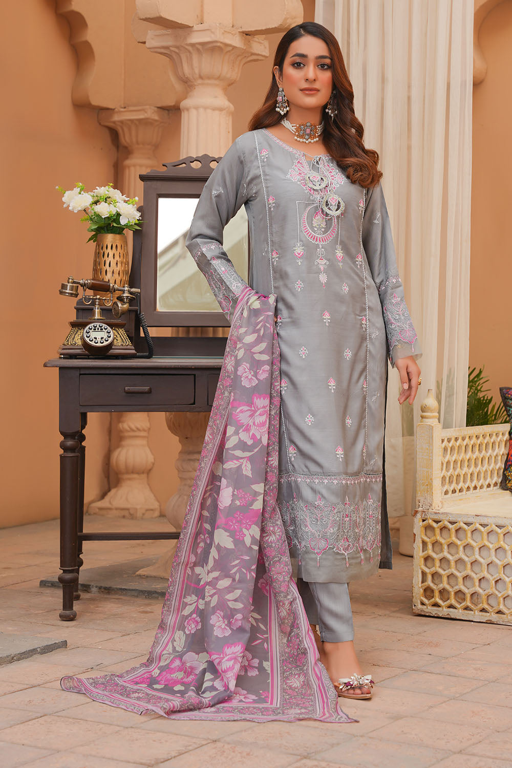 grey viscose suit