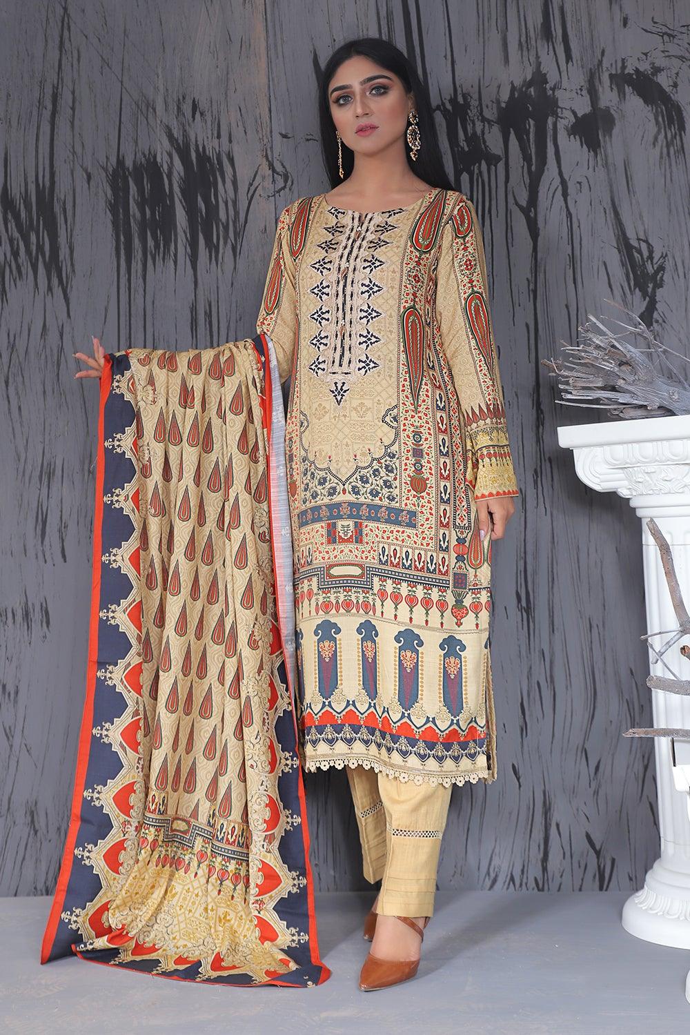 Embroidered Digital Linen Suit - Madame