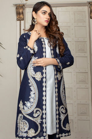 Embroidered Cotton Gown 3pc