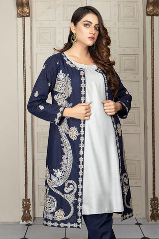 Embroidered Cotton Gown 3pc