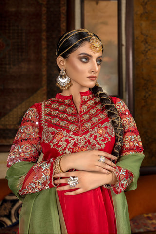 Embrodered Organza Suit-2502