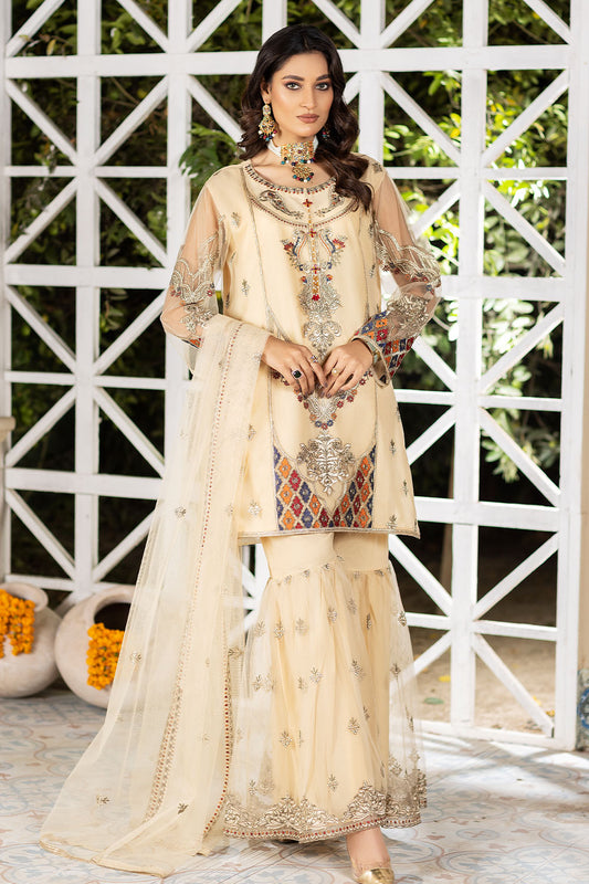 Embroidered Net Sharara Suit-2532