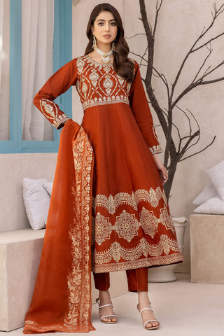 Embroidered Raw Silk Frock-2568