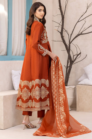 Embroidered Raw Silk Frock-2568