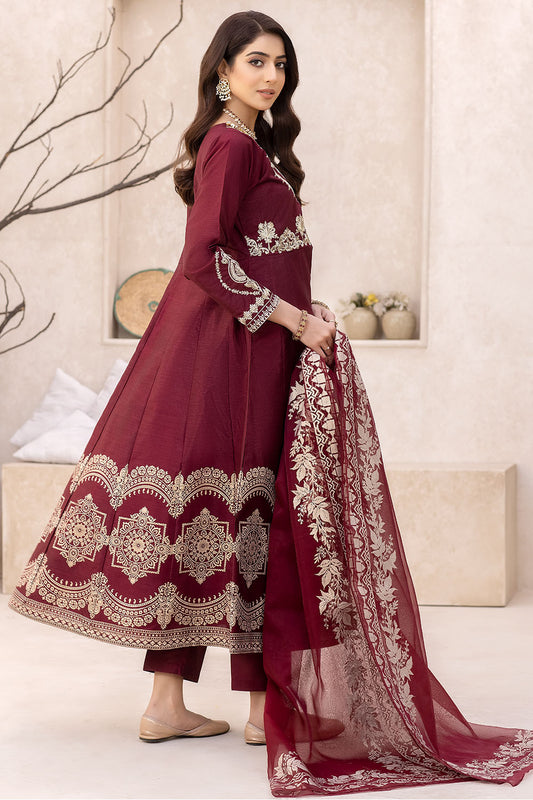 Embroidered Raw Silk Frock-2569