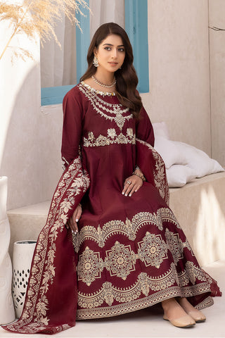 Embroidered Raw Silk Frock-2569