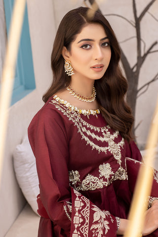 Embroidered Raw Silk Frock-2569