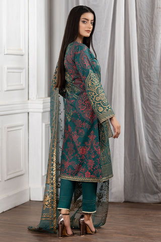 Embroidered Cotton Lawn Suit-2574