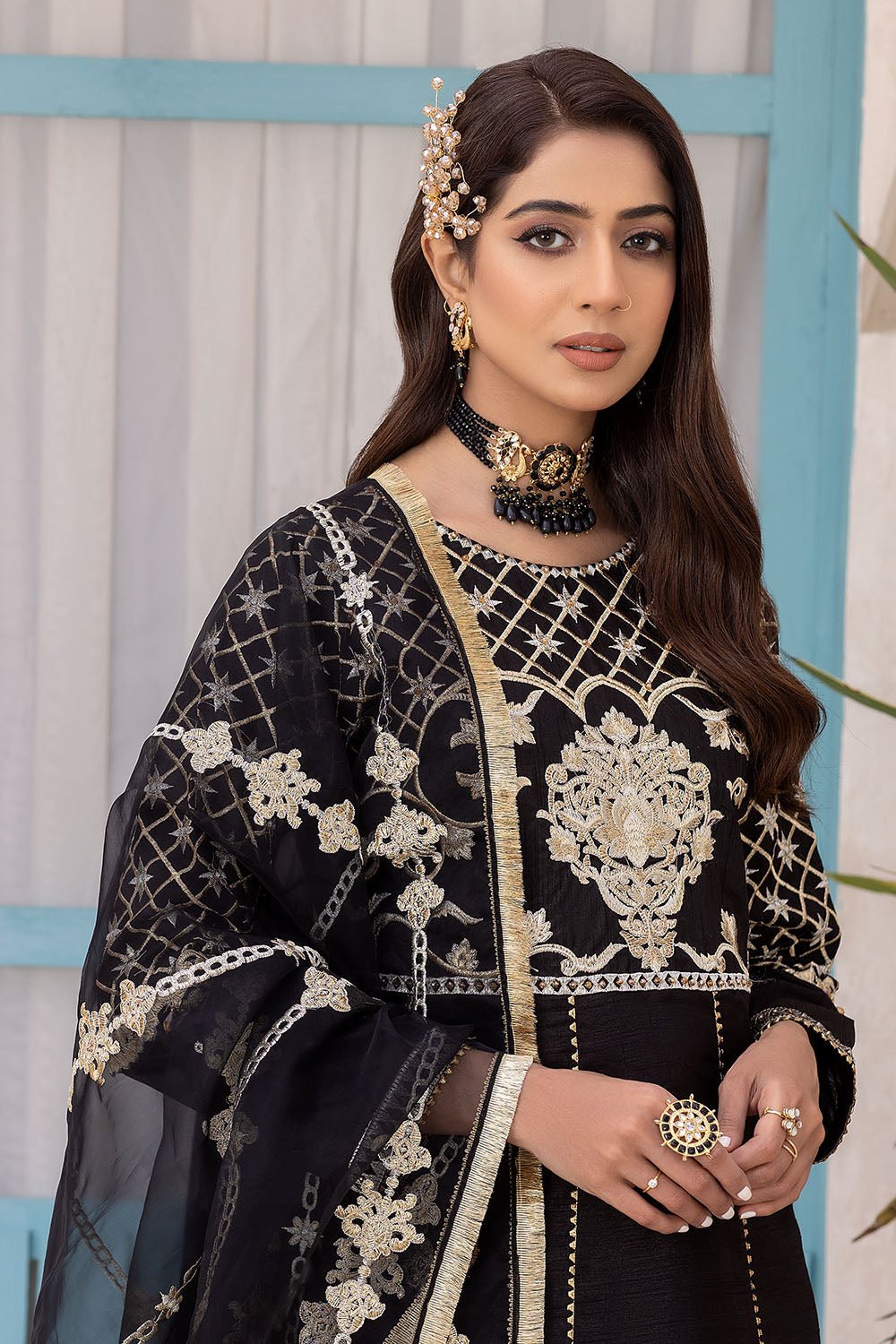 Embroidered Raw Silk Suit-2565