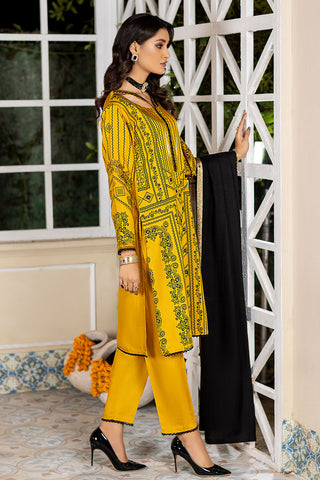 Mustard Embroidered Viscose Suit -2553