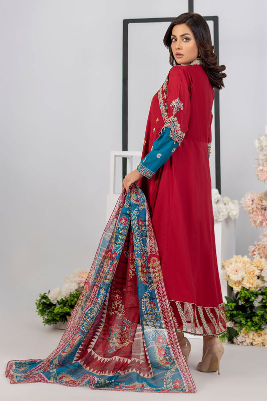 Embroidered Cotton Lawn Suit - 2593