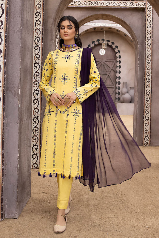 Embroidered Cotton Lawn Suit- 2575