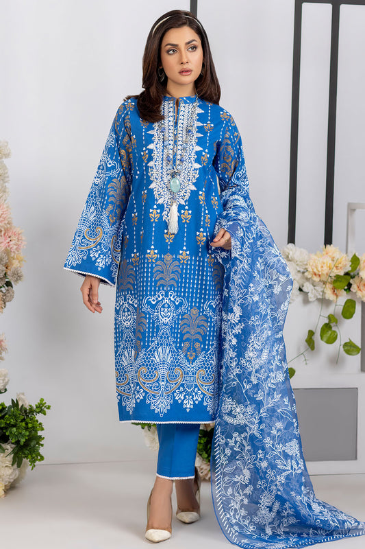 Embroidered Cotton Lawn Suit-2597