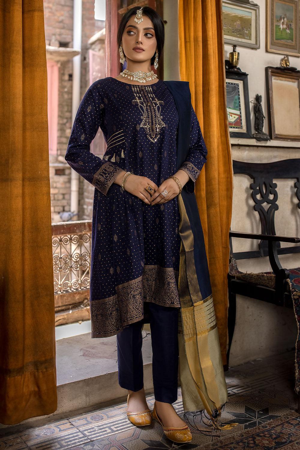 Embroidered Cotton Frock Suit
