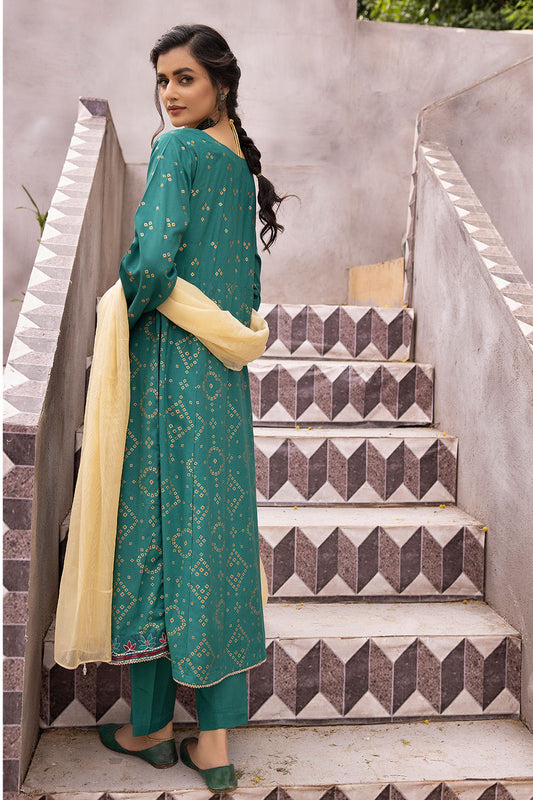 Embroidered Linen Frock Suit -2551
