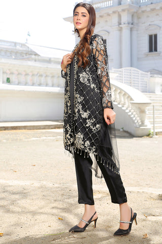 Embroidered Net Gown Suit 2656