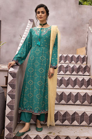 Embroidered Linen Frock Suit -2551