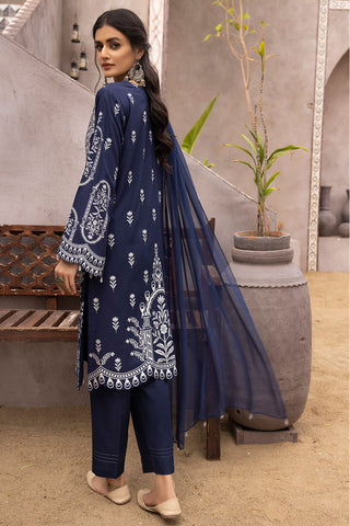 Blue Mirror Embroidered Linen Suit-2528
